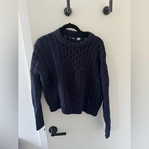 Vintage Urban Outfitters BDG Navy Women’s Medium Cropped Knit Crew Neck Sweater